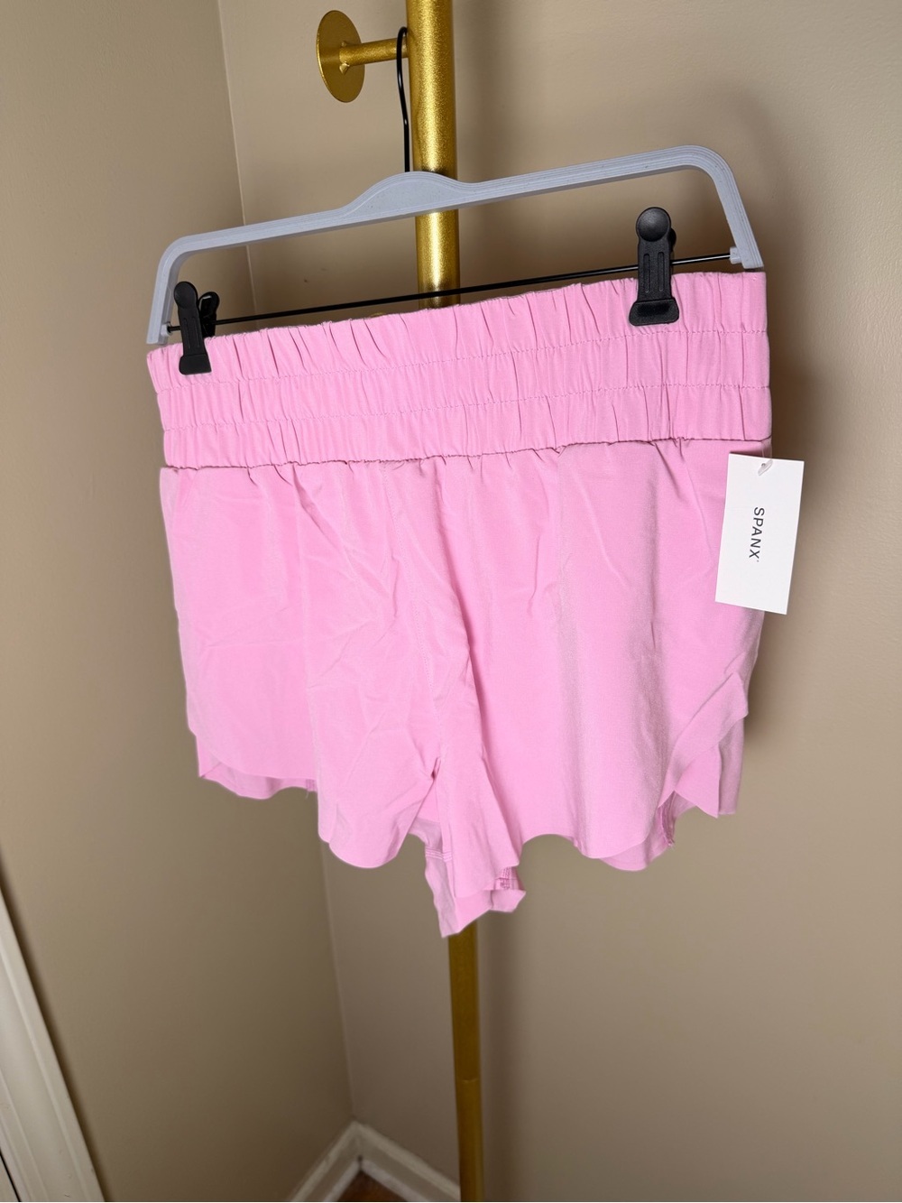 SPANX Light Pink Elastic-Waist Athletic Lounge Shorts